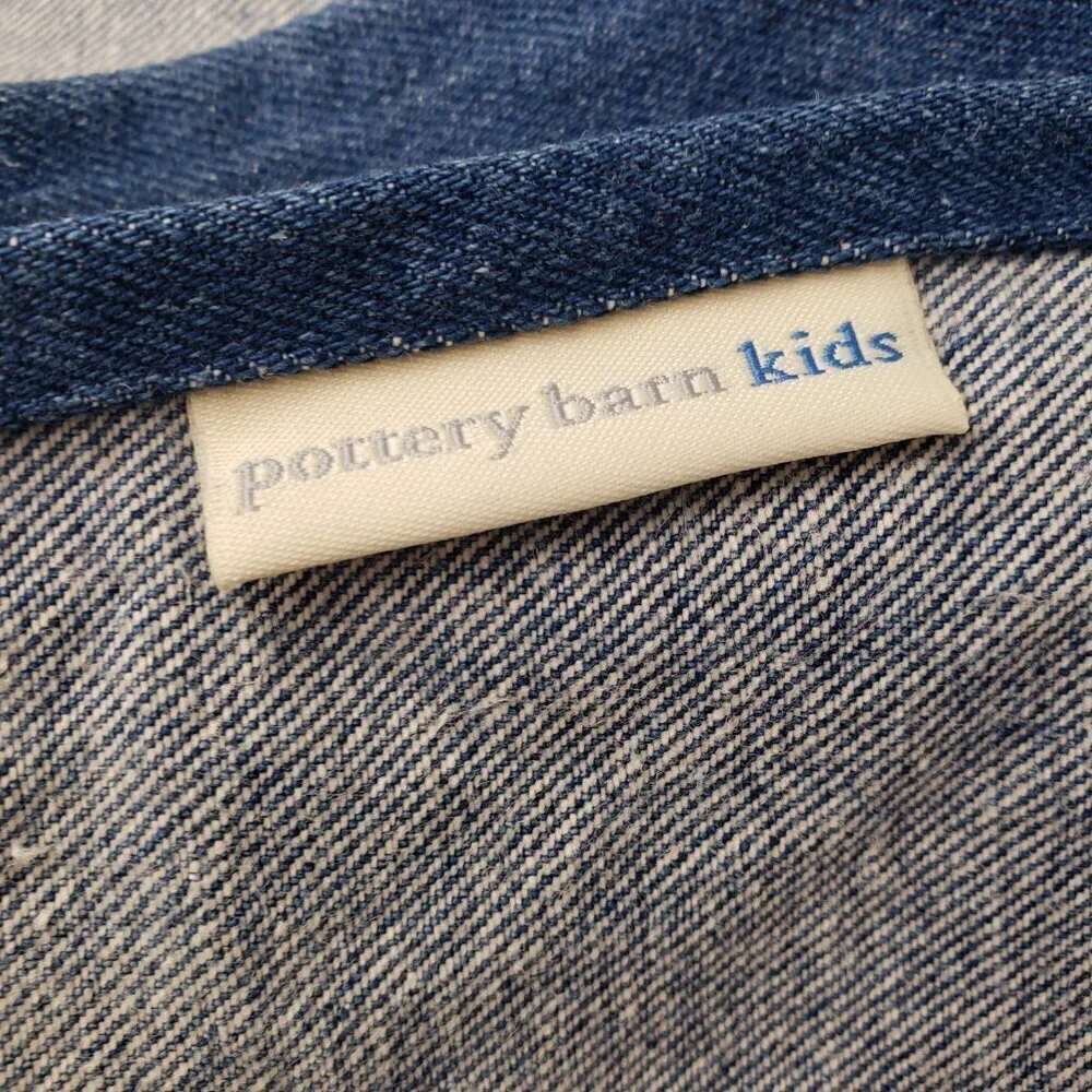Pottery Barn Kids Blue Denim Overall Curtains Pair of 2 FLAWED Size 54